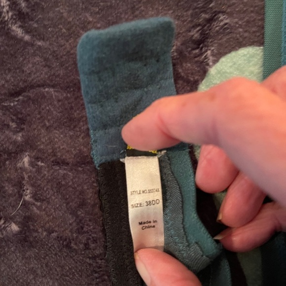 Q-T forest green satin black lace panty underwire bra set sz 7/38DD. - Picture 12 of 14